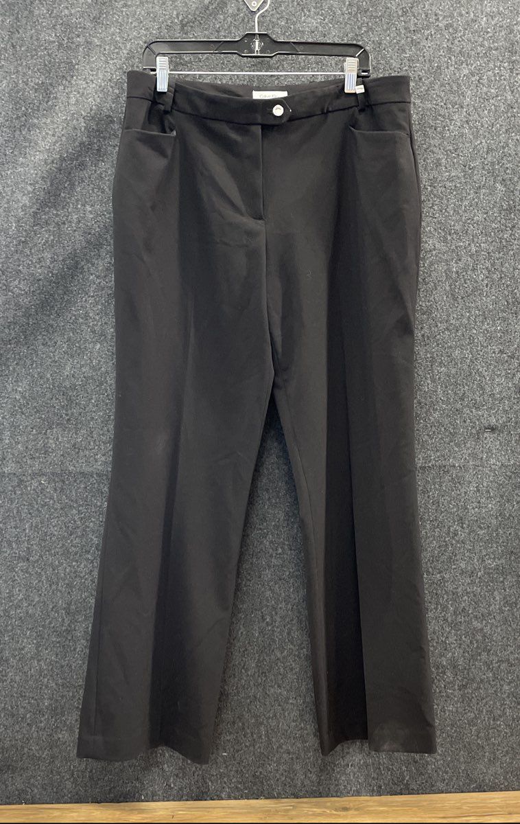 Calvin Klein Women's Black Straight Leg Dress Trousers Stretch Sz 14