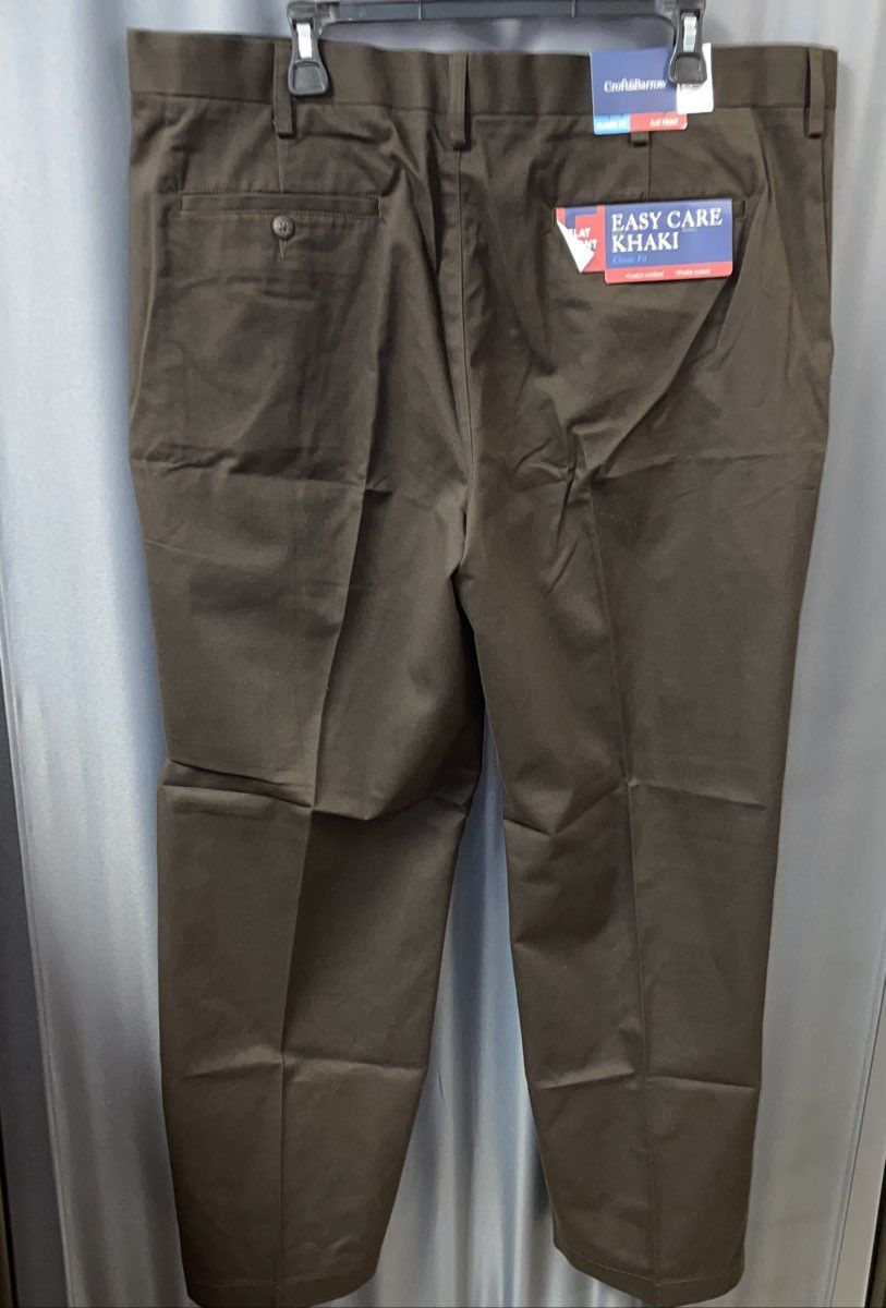 Croft & Barrow Men's Brown Classic Fit Flat Front Easy Care Pants 40x30 NWT