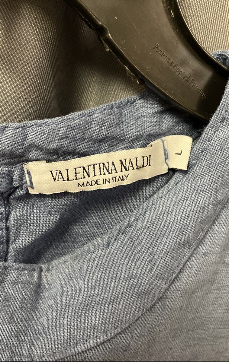 Valentina Naldi Women's Blue Linen Blend Sleeveless Dress Made in Italy Sz L