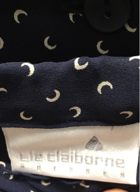 Vintage 90s Liz Claiborne Women's Navy Crescent Moon 2 Pc Skirt Set Sz 16 NWT