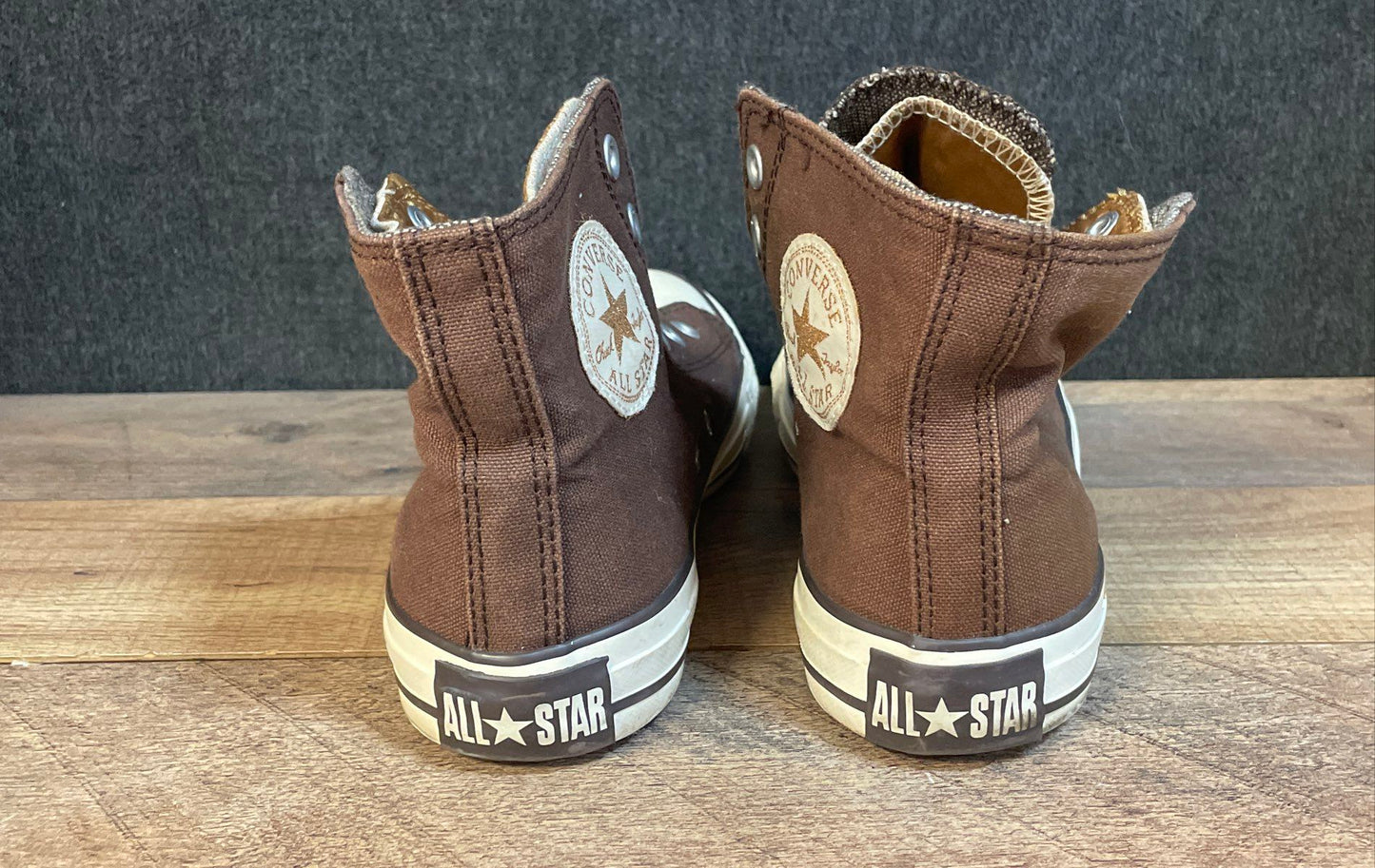 Converse Chuck Taylor All Star Brown Gold Satin Lining High Top Size 8