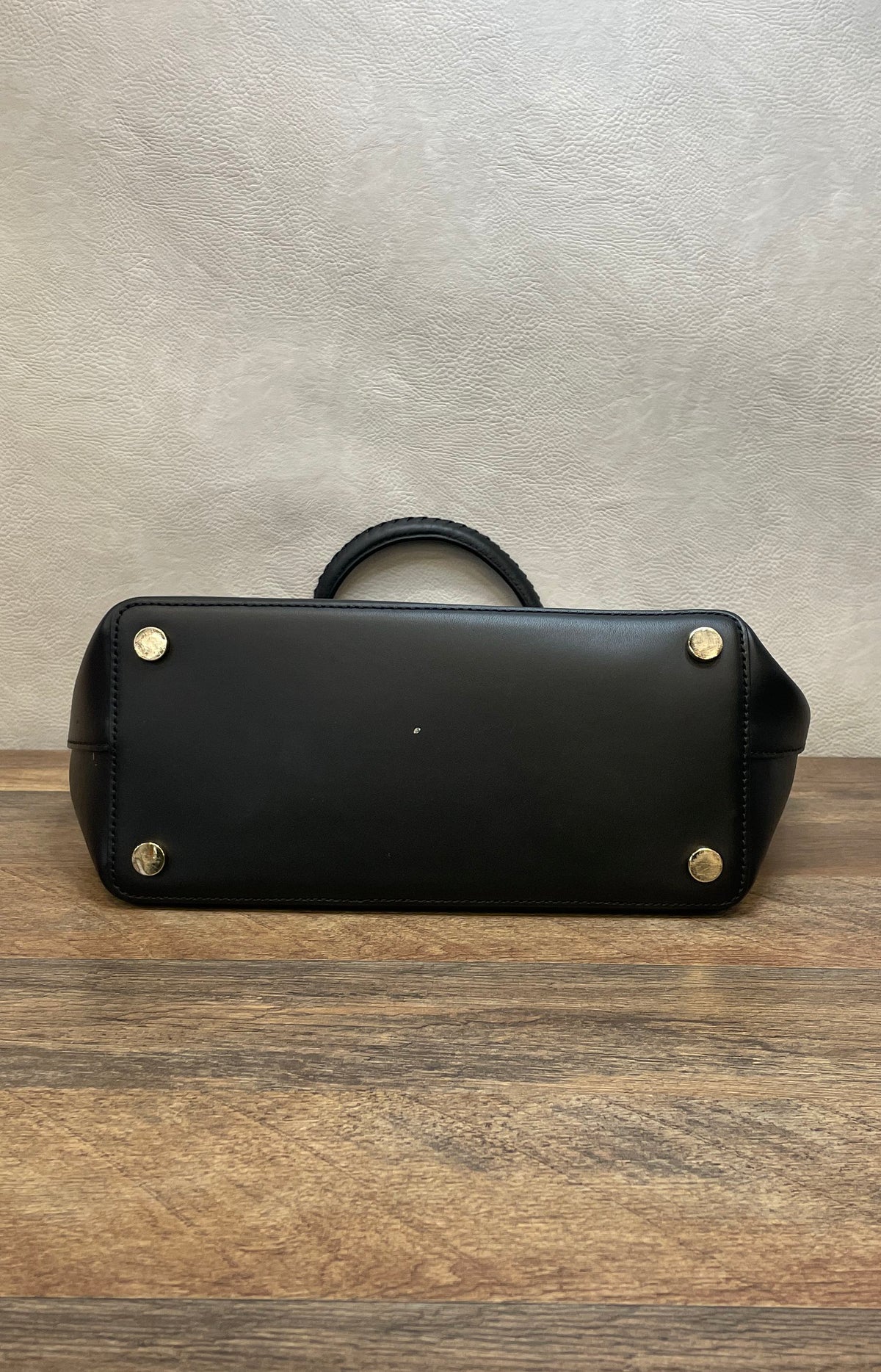 Michael Kors Black Leather Satchel Tote Bag Braided Handles Gold Hardware