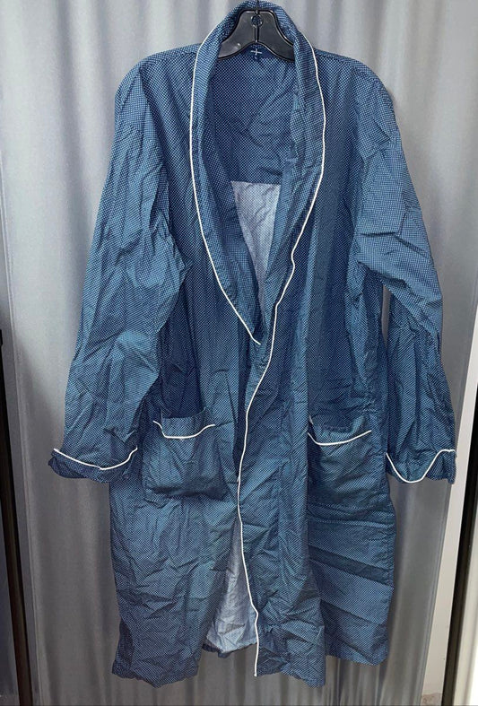 Jasper J Conran Men's Navy Blue Polka Dot Piped Cotton Robe Sz L