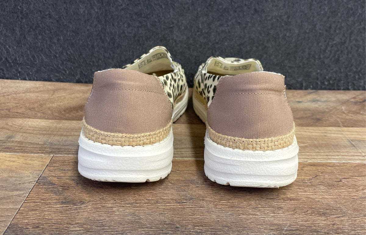 Hey Dude Lena Leopard Angora Women's Slip-On Loafers Size 7