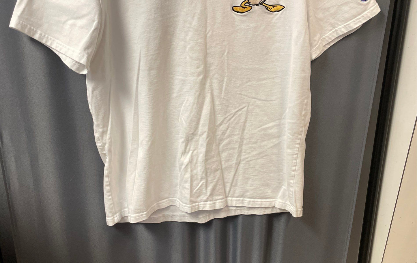 Champion Men's White Donald Duck Embroidered Model Sheet T-Shirt Sz L