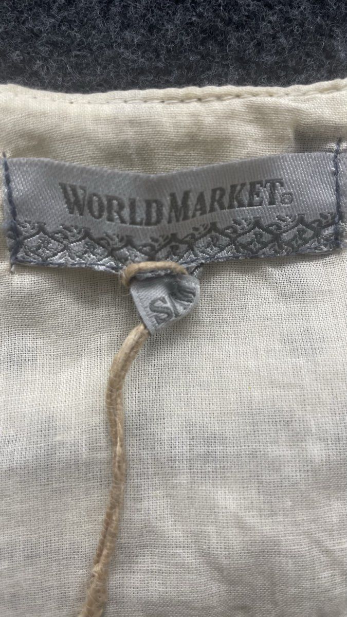 World Market Women's Mae Tunic Top Cream Black Embroidered Sleeveless Sz S/M NWT