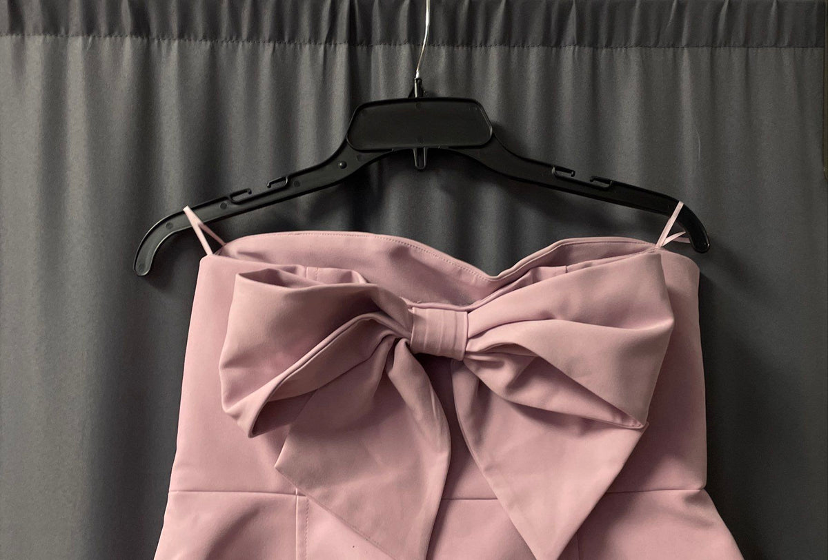 Zara Women's Lavender Strapless Bow Back Mini Dress Sz L NWT