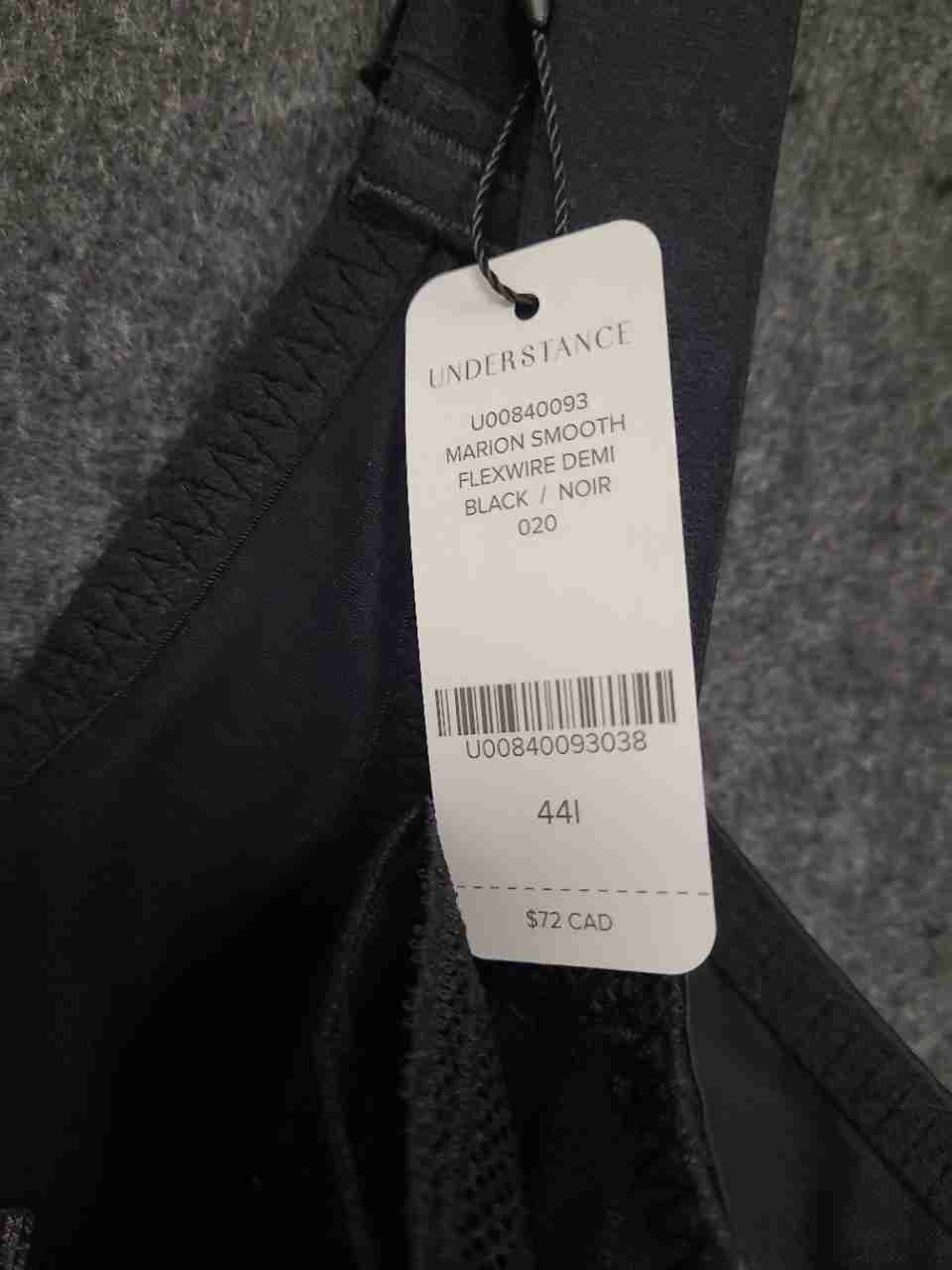 Understance Women's Black Marion Smooth Flexwire Demi Bra Size 44I NWT