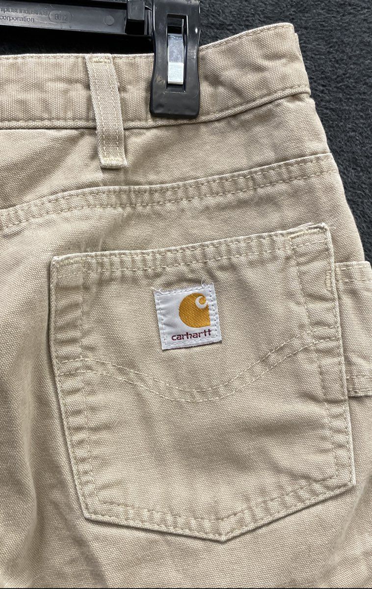 Vintage Carhartt Women's WB190 Khaki Cotton Duck Carpenter Work Shorts Sz 12