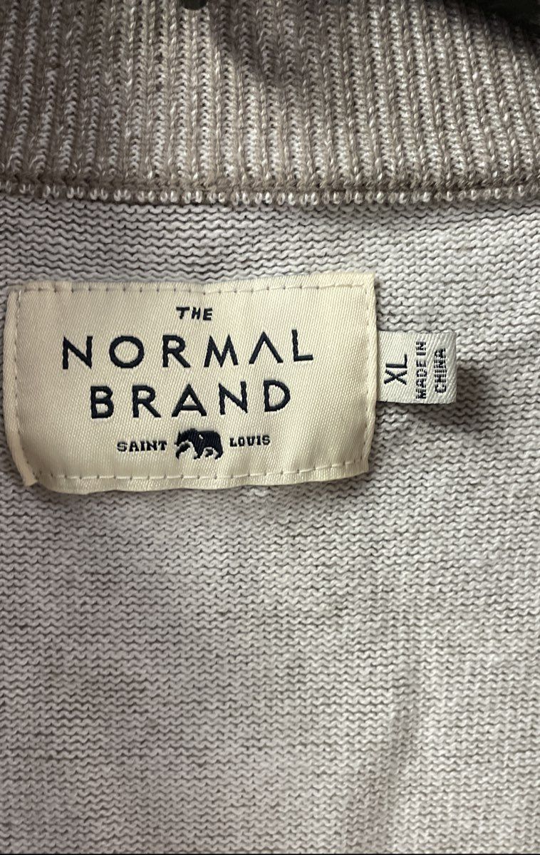 The Normal Brand Men's Brown Quarter Zip Pullover Cotton Sweater XL