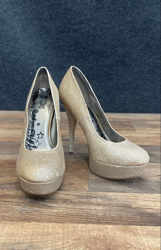 Brash Gold Sparkly Glitter Platform High Heel Pumps Women's Size 8.5