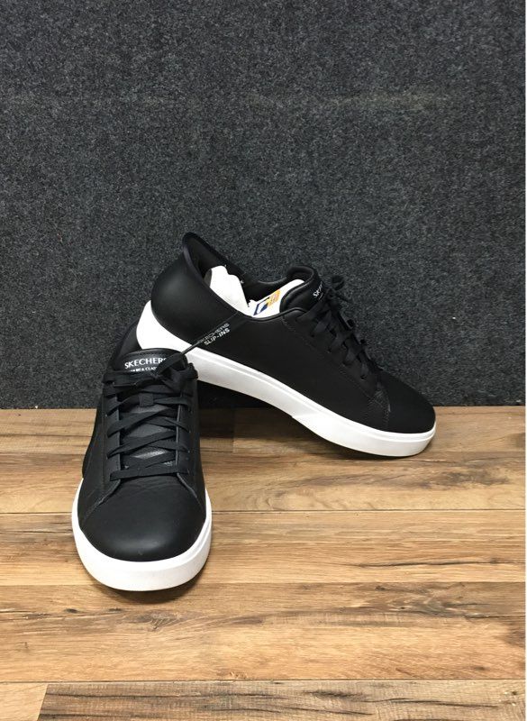 Skechers Hands Free Slip-ins Court & Classic Black White Men's Size 12 Wide Fit