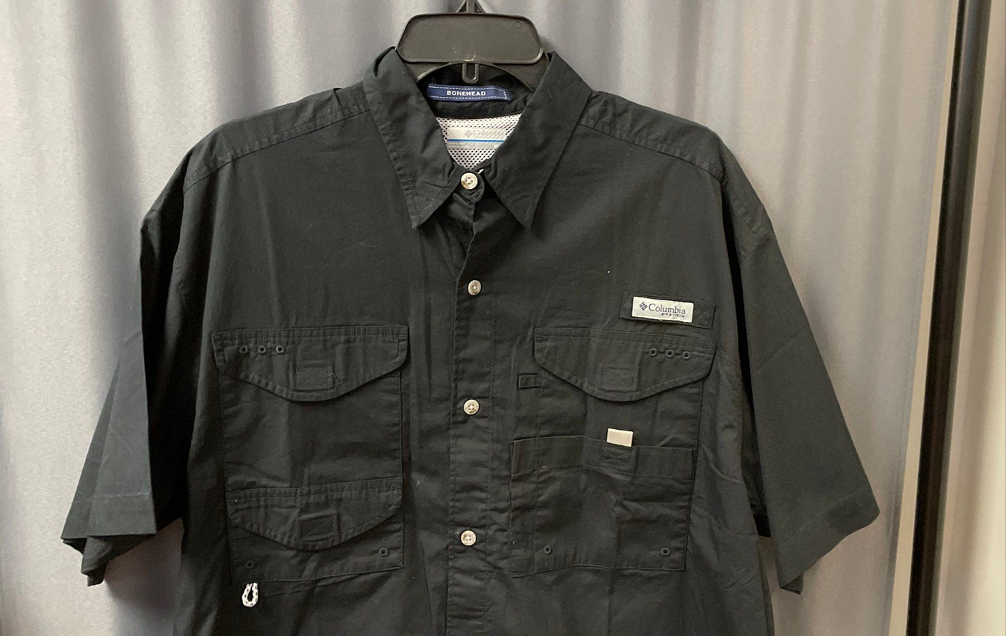 Columbia Men's Black PFG Bonehead Short Sleeve Fishing Shirt M