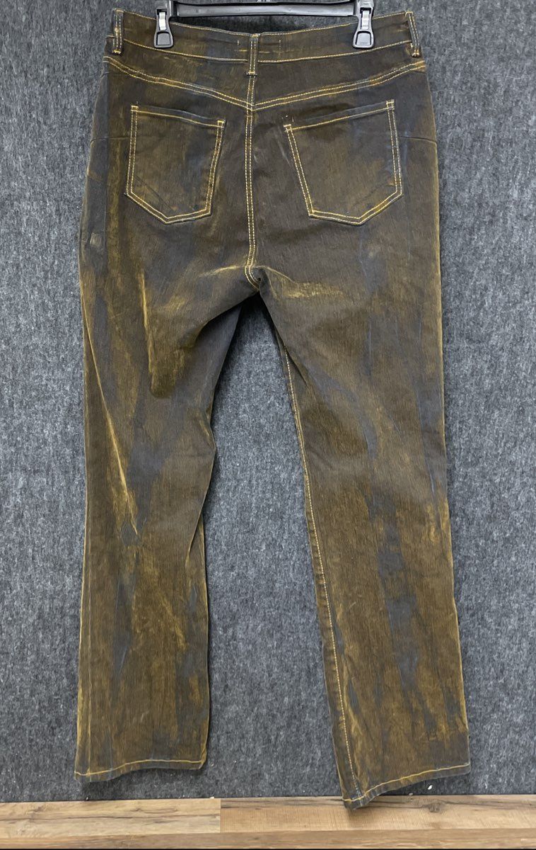 Fashion Nova Women's Copper Metallic Coated Dark Wash Stretch Jeans Sz 15
