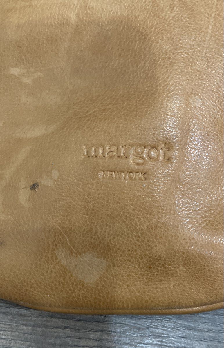 Margot New York Tan Genuine Leather Crossbody Bag Gold Hardware