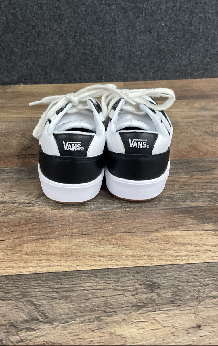 Vans Lowland CC White Black Leather Low Top Sneakers Women's 8 Men's 6.5