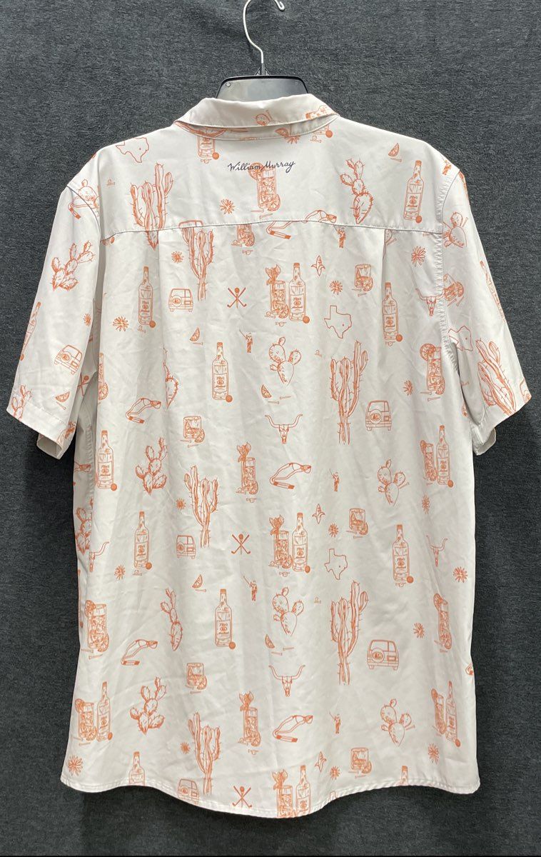 William Murray Men's Short Sleeve Golf Shirt Beige Orange Cactus Cocktail