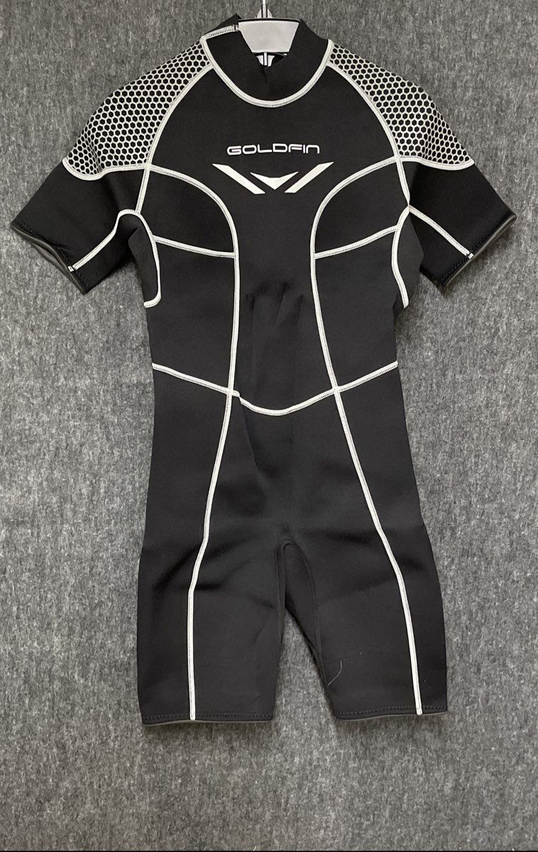 Goldfin Neoprene Shorty Wetsuit Size Medium Black Back Zip Honeycomb Pattern