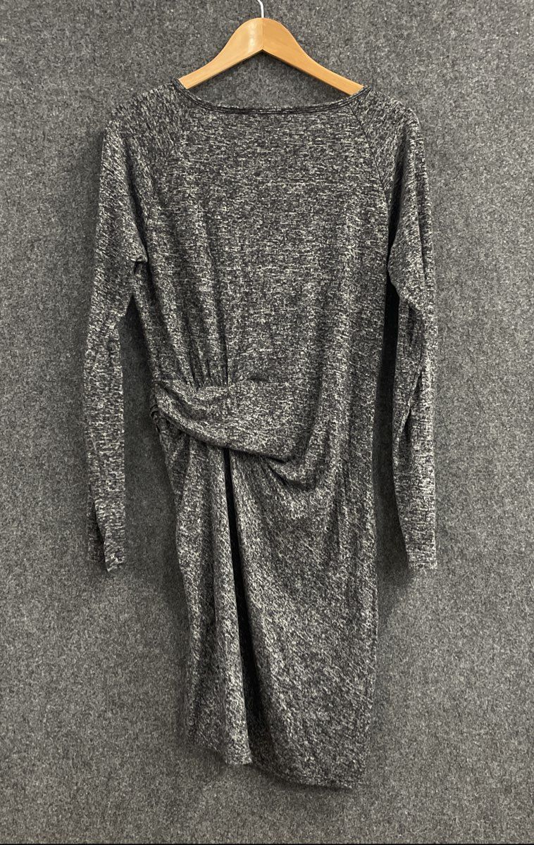 Athleta Women's Gray Space Dye Long Sleeve Gathered Waist Knit Dress Sz S