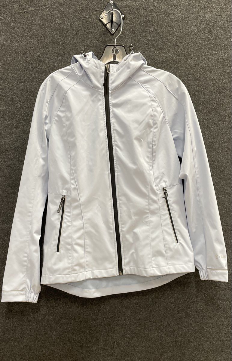 Free Country Women's Ice Blue Hooded Full Zip Softshell Jacket Windbreaker Sz S