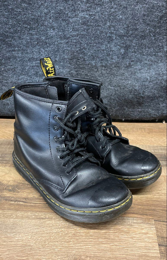 Dr. Martens Zavala J Black Leather Combat Boots Size US M 4 / L 5