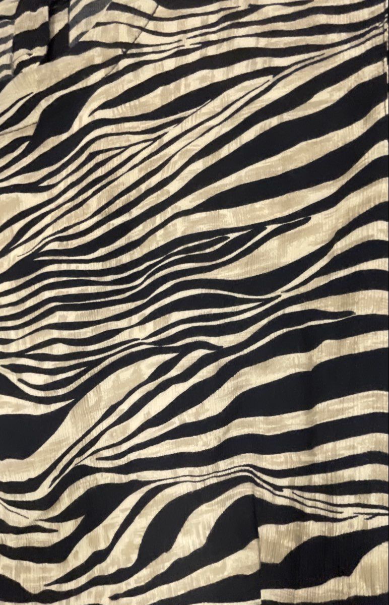 Jones New York Women's Vintage 90s Zebra Print Rayon Blouse Black Tan Sz 8