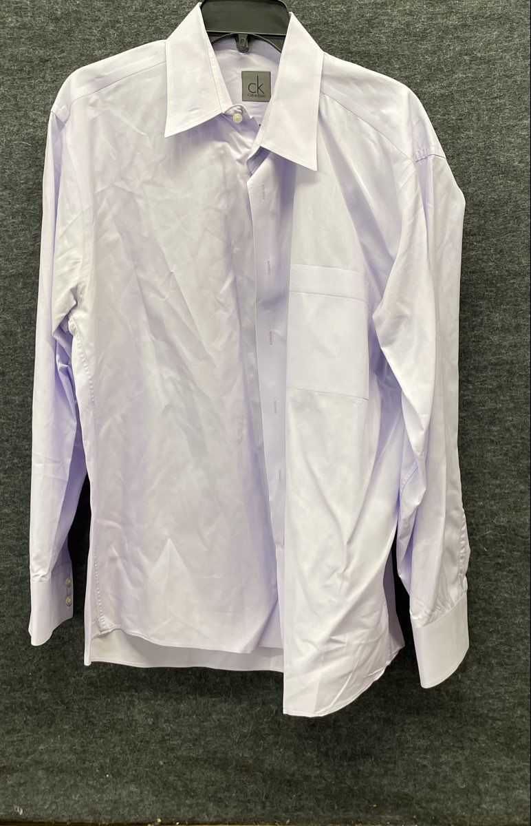 Calvin Klein Men's Lavender Long Sleeve Cotton Dress Shirt Sz 16.5 34/35