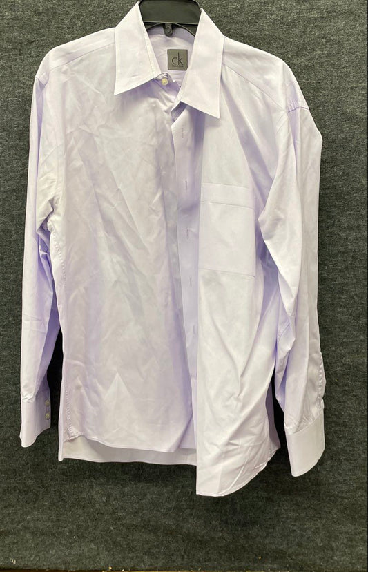 Calvin Klein Men's Lavender Long Sleeve Cotton Dress Shirt Sz 16.5 34/35