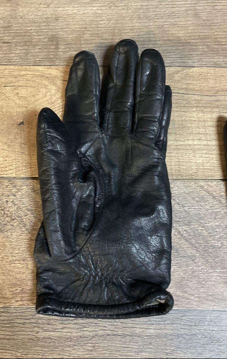 Vintage Fownes Men's Black Leather 3-Point Lined Dress Gloves Sz L