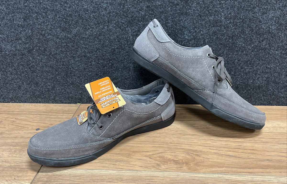 Skechers Relaxed Fit Resment Korver Charcoal Grey Leather Shoes Size 12 NWT