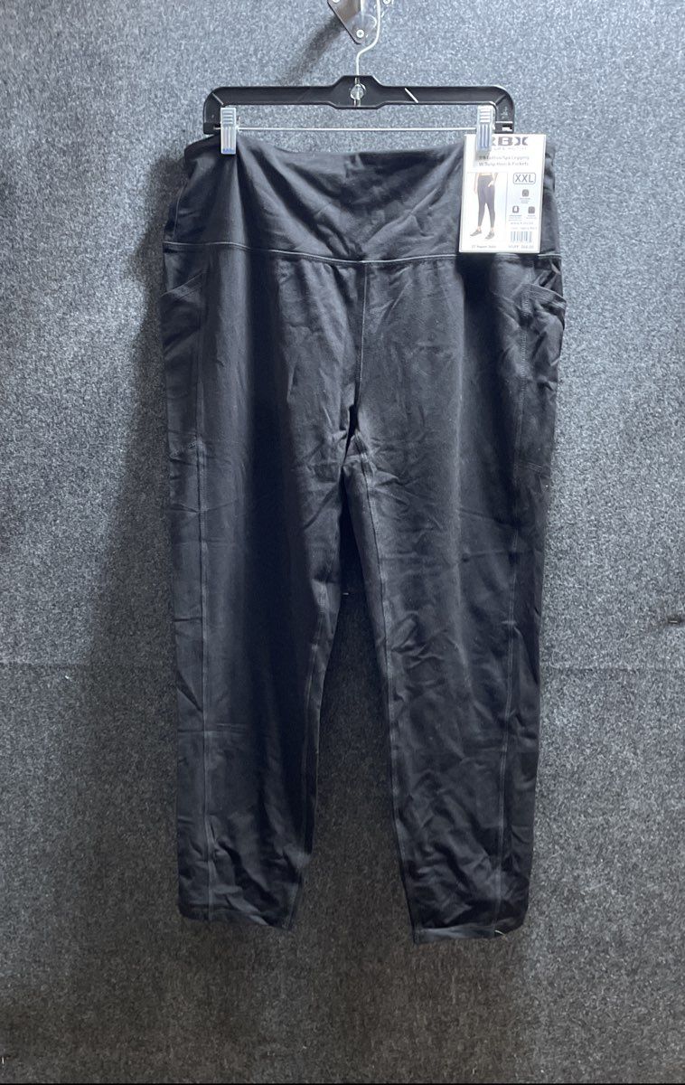 RBX Live Women's Black 7/8 Ankle Leggings Tulip Hem Pockets Sz XXL NWT