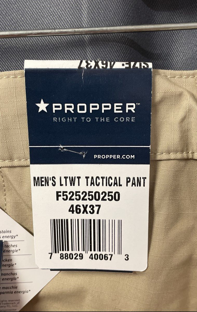 Propper Men's Khaki Lightweight Tactical Pants Size 46x37 NWT Unhemmed