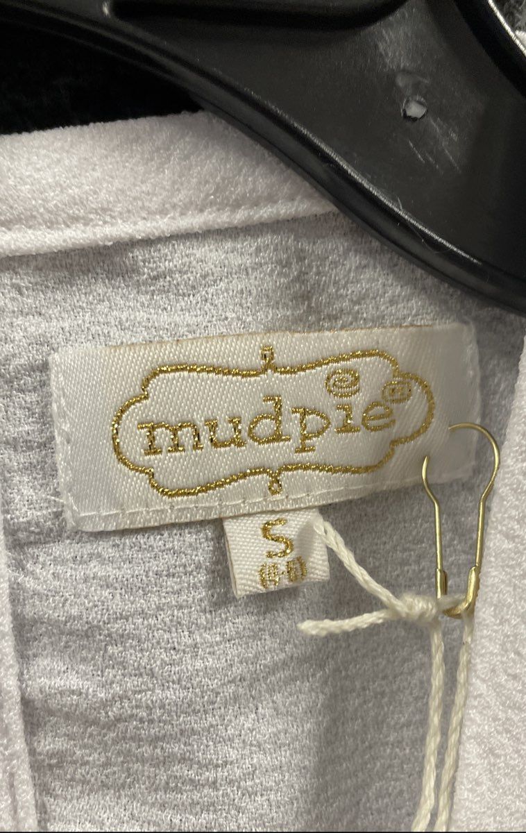 Mud Pie Women's Sutton Scallop Top White Sleeveless Eyelet Hem NWT Sz S 4-6