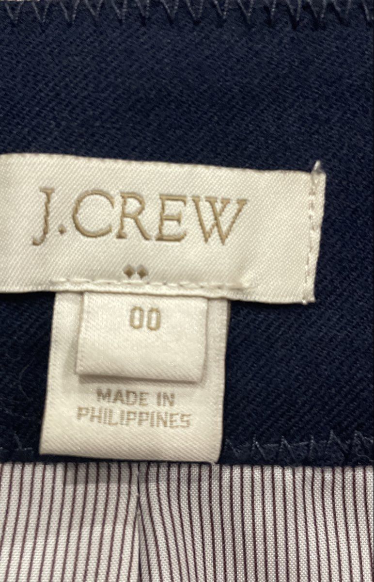 J. Crew Women's Navy Blue Schoolboy Blazer White Piping Gold Buttons Sz 00