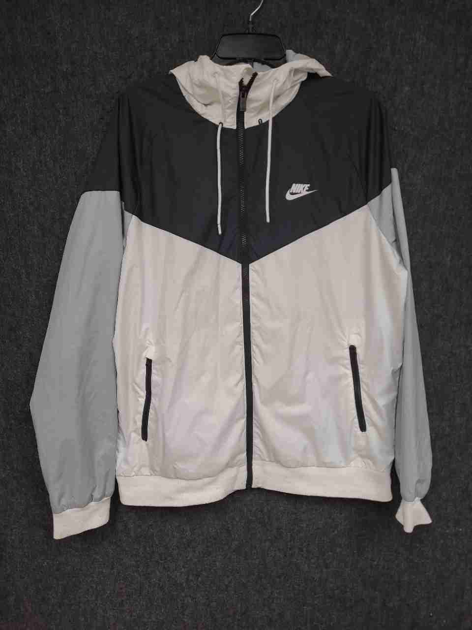 Nike Men's Windrunner Windbreaker Black White Gray Colorblock Hooded Sz L