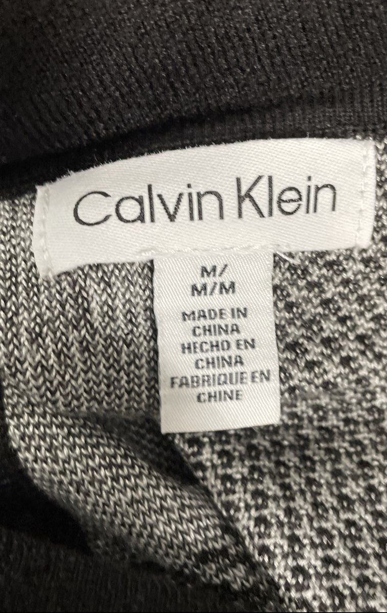 Calvin Klein Women's Black White Colorblock Cowl Neck Checkered Sweater Sz M