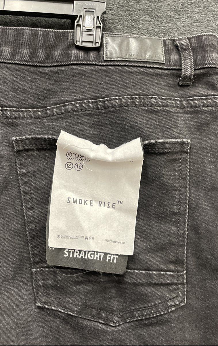 Smoke Rise Men's Black Straight Fit Washed Denim Jeans 44x32 NWT