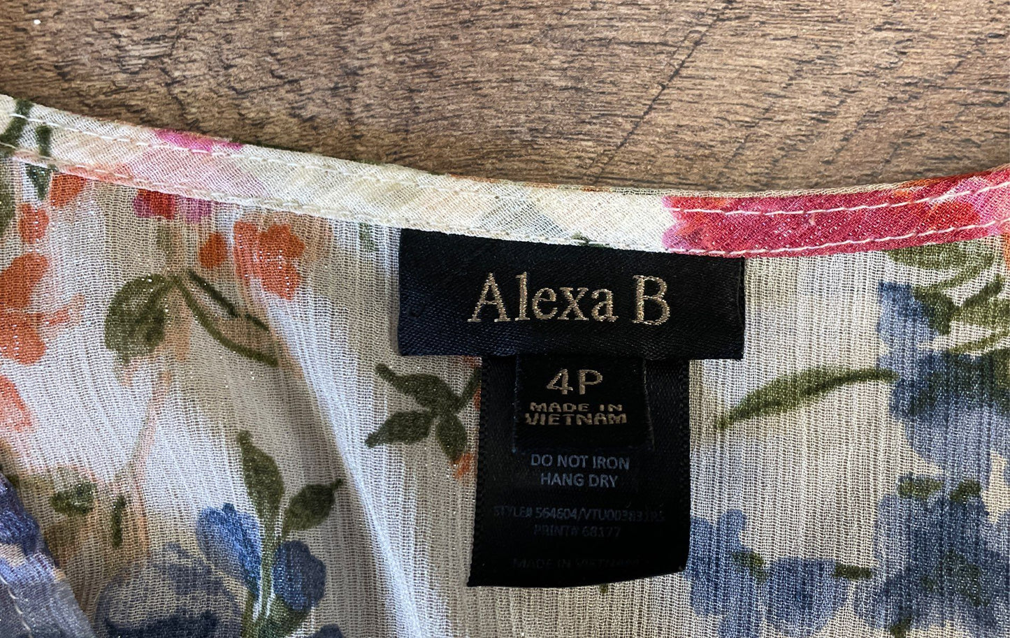 Alexa B Women's Floral Metallic Maxi Wrap Dress Flutter Sleeve Petite Sz 4P