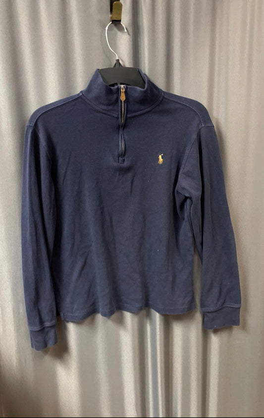 Polo Ralph Lauren Boys Navy Blue 1/4 Zip Cotton Pullover Sweater Sz L (14/16)