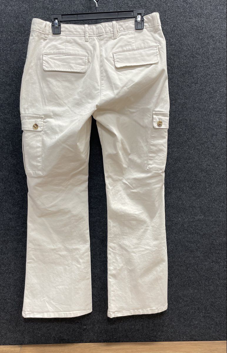 Banana Republic Women's Off-White Wide Leg Cargo Chino Pants Stretch Sz 8