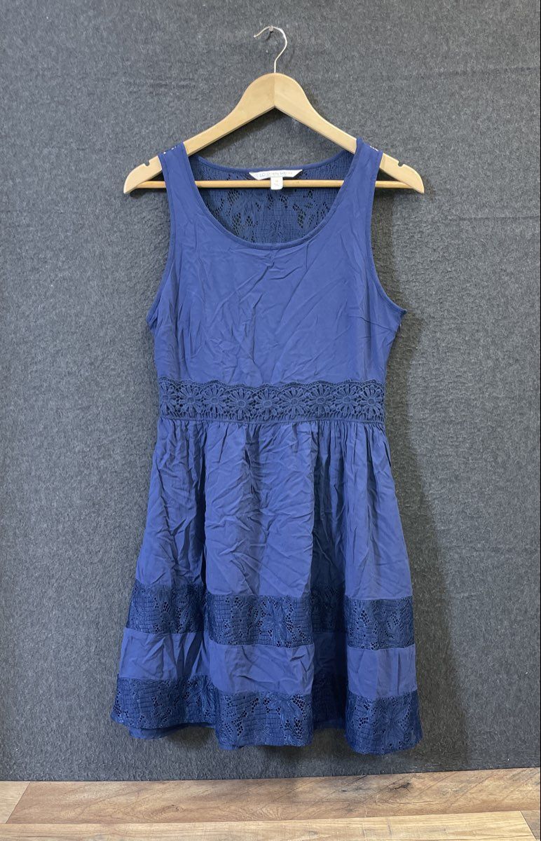 LC Lauren Conrad Women's Blue Lace Trimmed Sleeveless Fit & Flare Dress Sz 10
