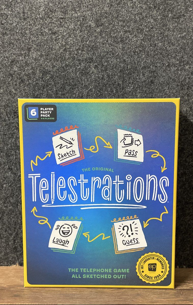 The OP The Original Telestrations Party Board Game 6 Player Pack Fun Drawing