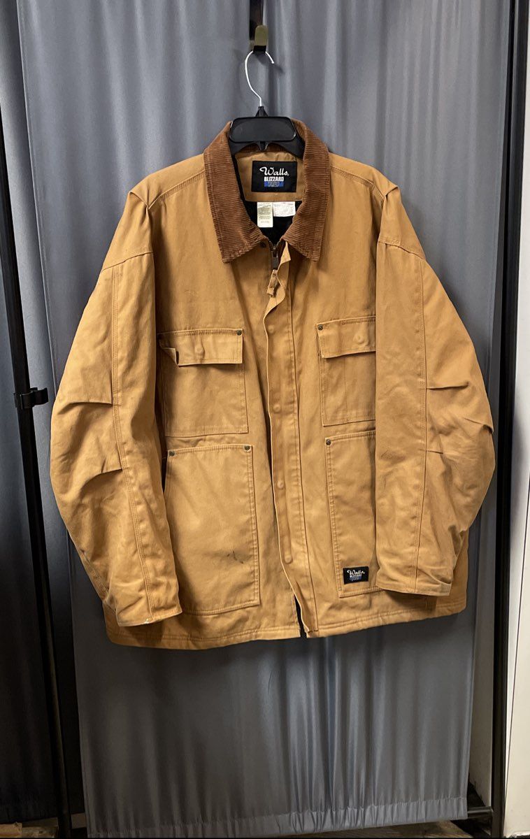 Walls Men's Blizzard Pruf Duck Canvas Work Jacket Brown Sz 2XL