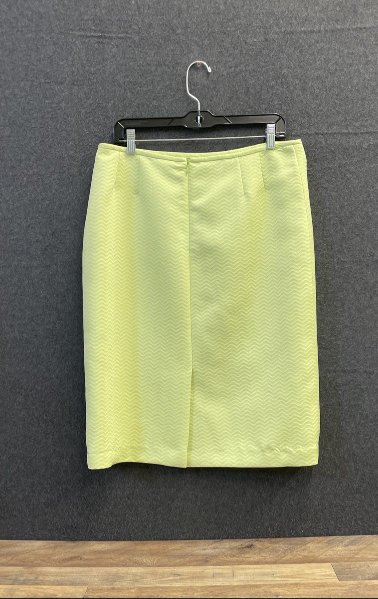 Le Suit Women's Lime Green Chevron Textured Woven Pencil Skirt Size 16