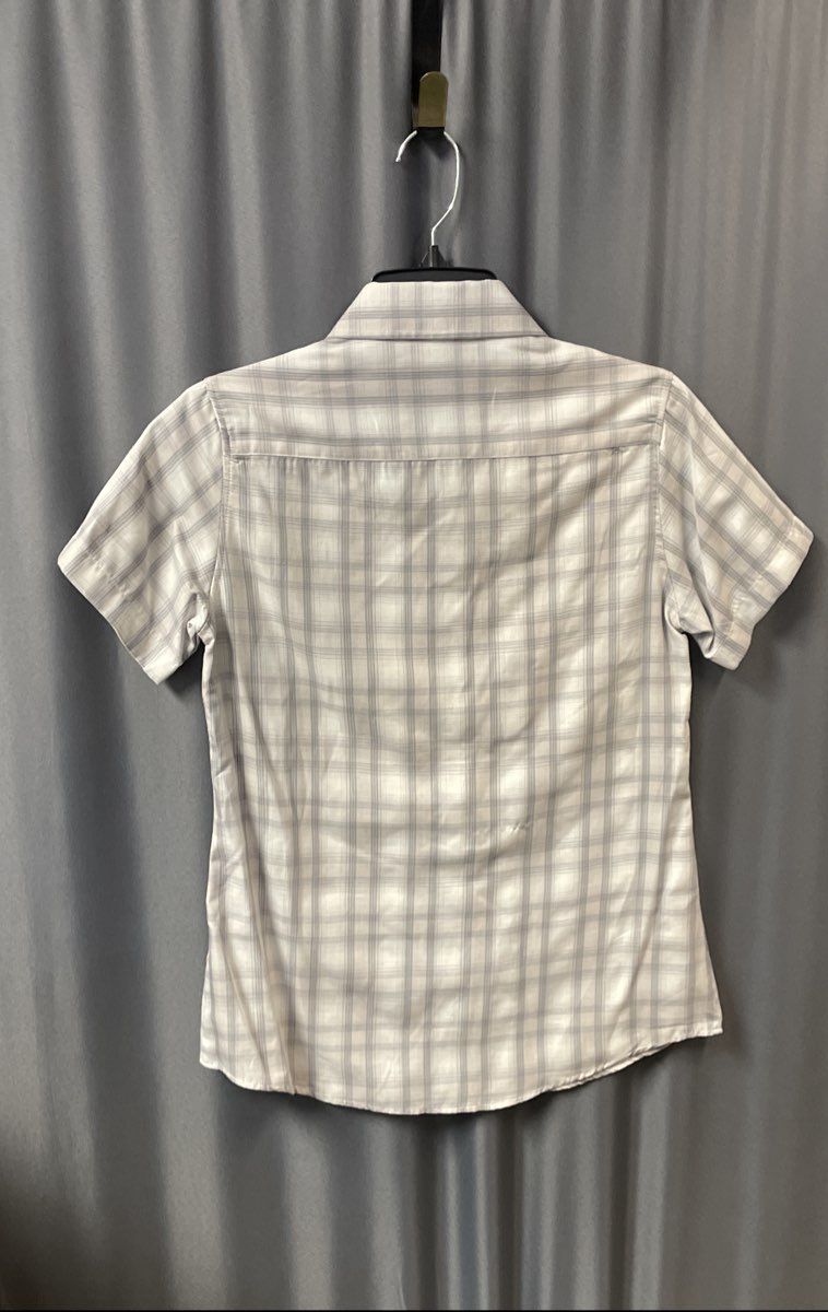 Dixxon Women's The Ridgeline Bamboo Gray Plaid Short Sleeve Button Up Shirt S