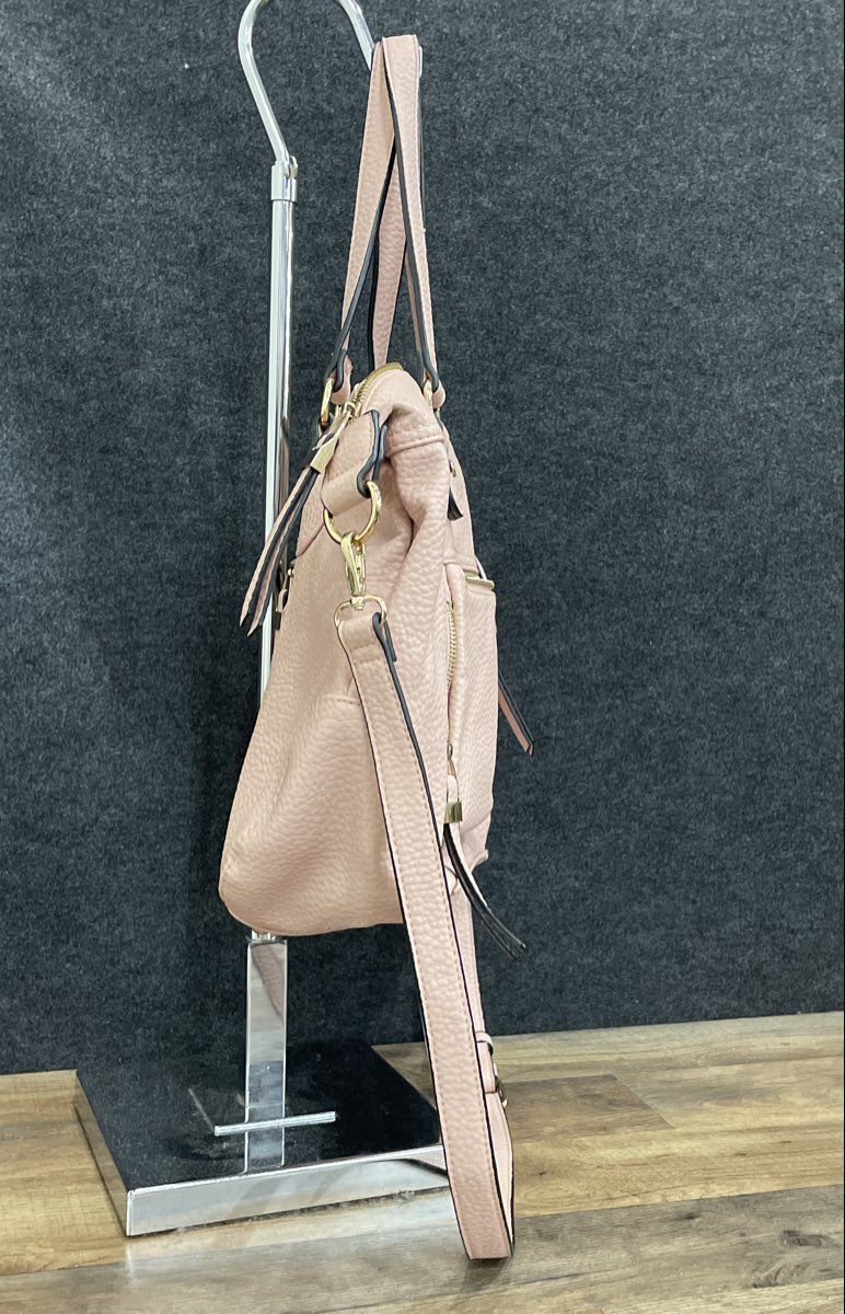 Urban Expressions Pink Leather Satchel Handbag Gold Hardware Crossbody Bag