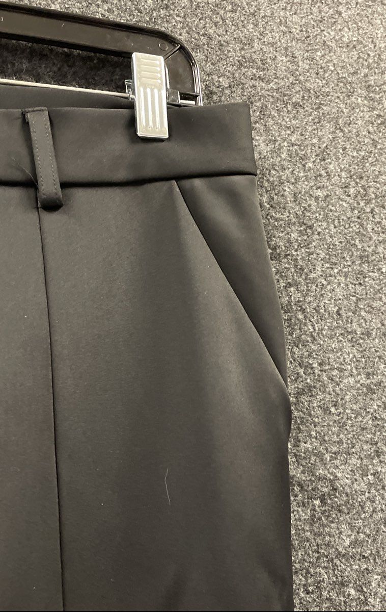 Zara Women's Black Pintuck Stitched Crease Stretch Trousers Dress Pants NWT XL