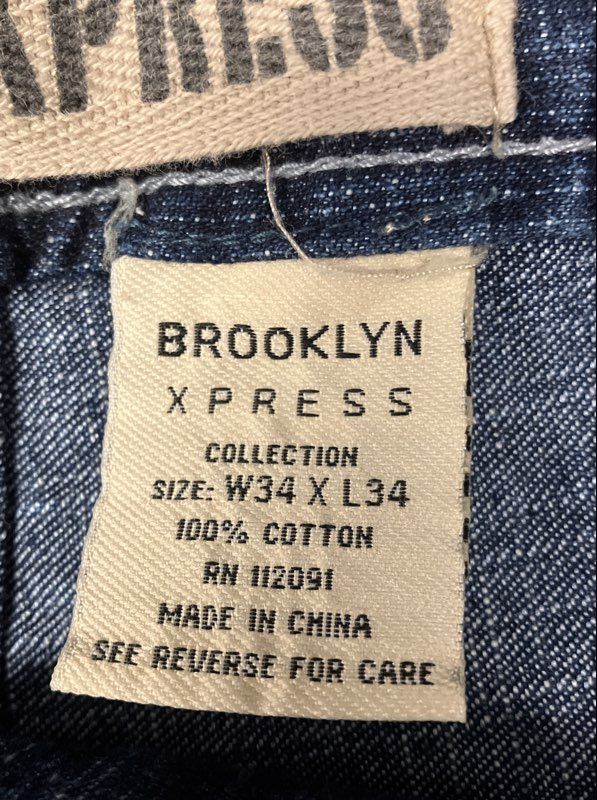 Vintage Y2K Brooklyn Express Men's Light Wash Wide Leg Baggy Jeans Size 34x34