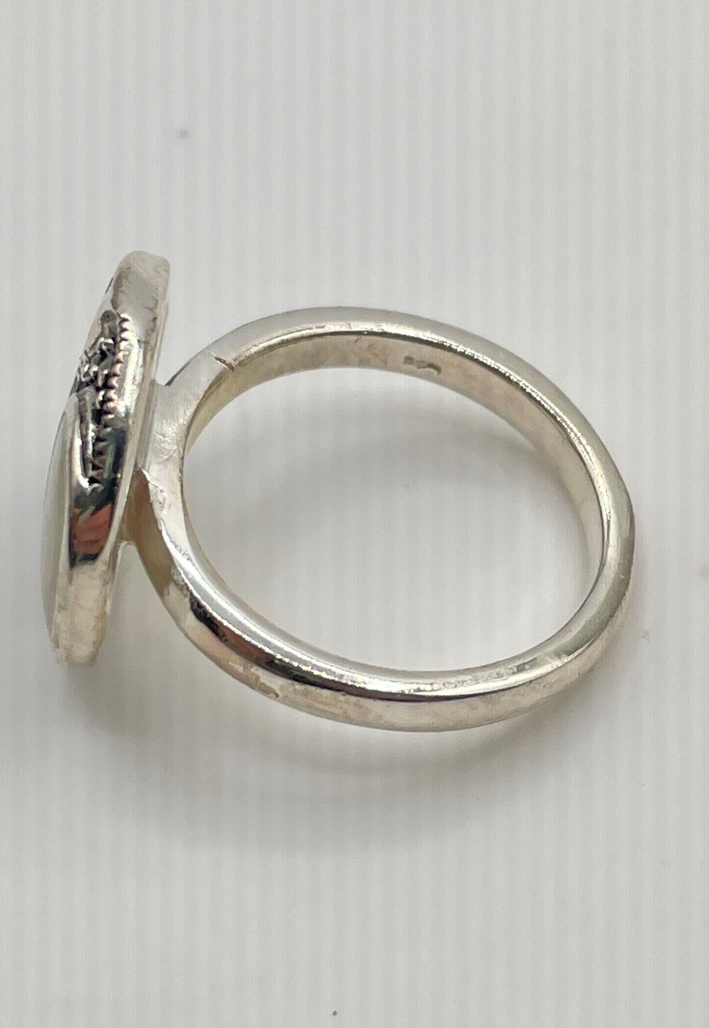 925 Sterling Silver Mother of Pearl Black Onyx Marcasite Yin Yang Ring 5.6g