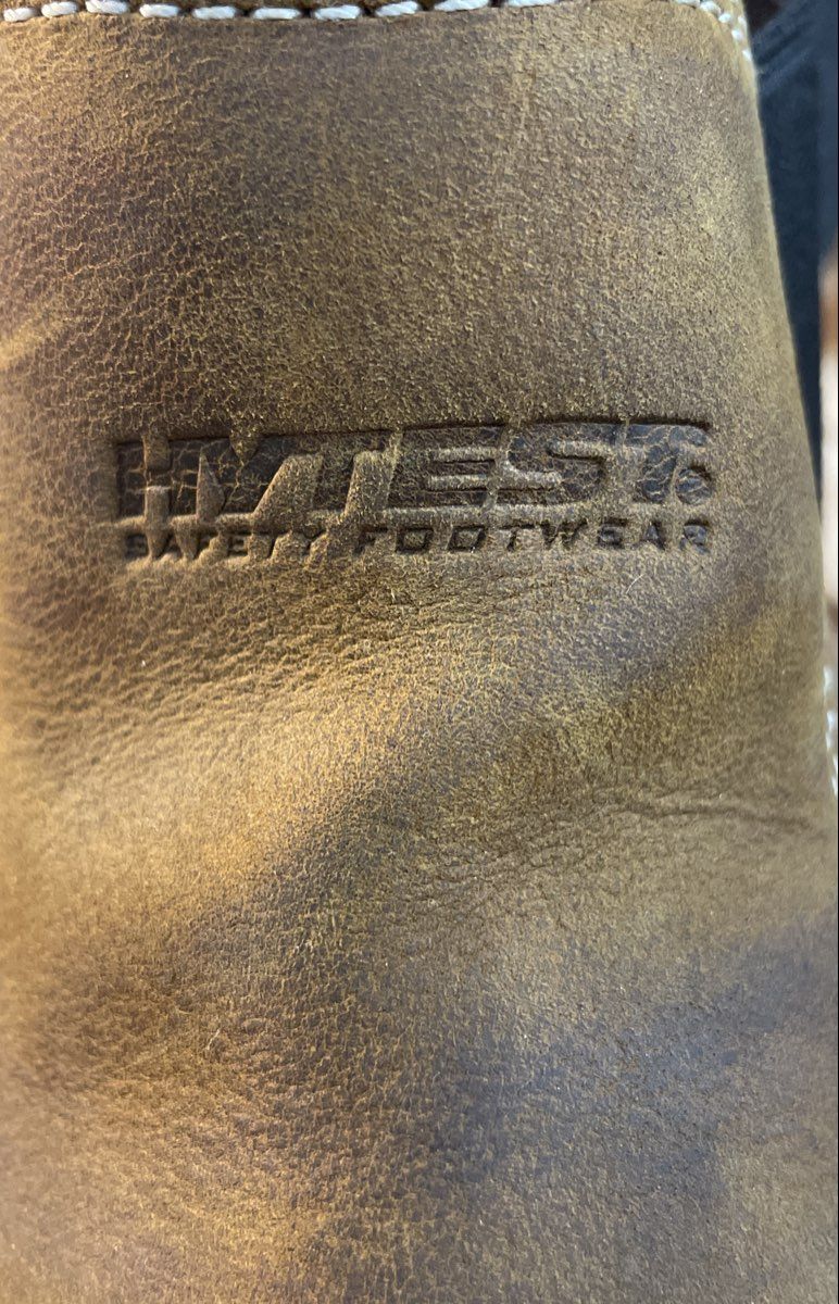 Hytest Footrests Forest Wedge Brown Leather Chelsea Safety Toe Boots Size 11.5
